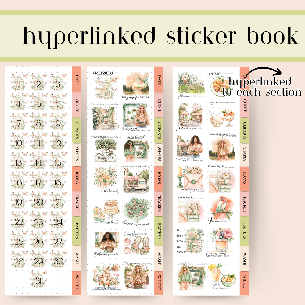 Peach Summer DIGITAL Goodnotes Stickers | Summer fruit digital sticker bundle
