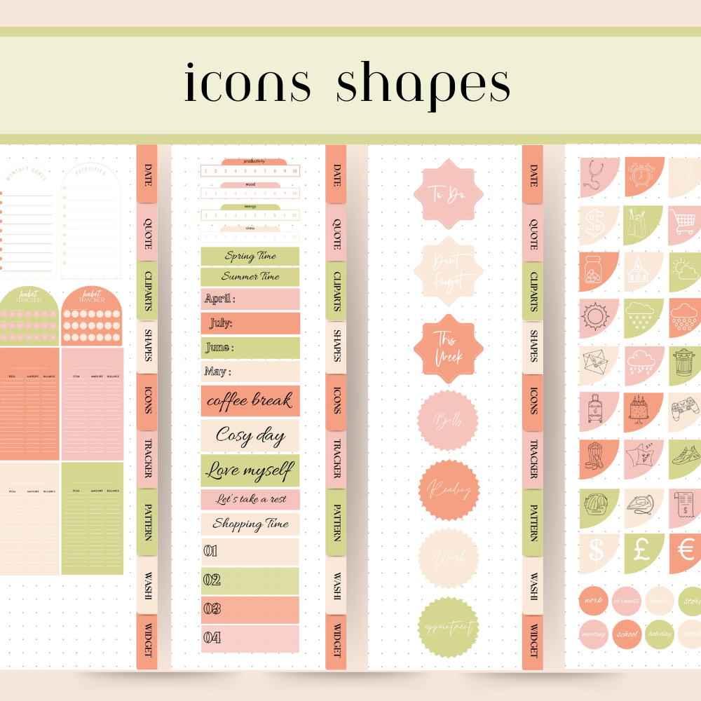Peach Summer DIGITAL Goodnotes Stickers | Summer fruit digital sticker bundle
