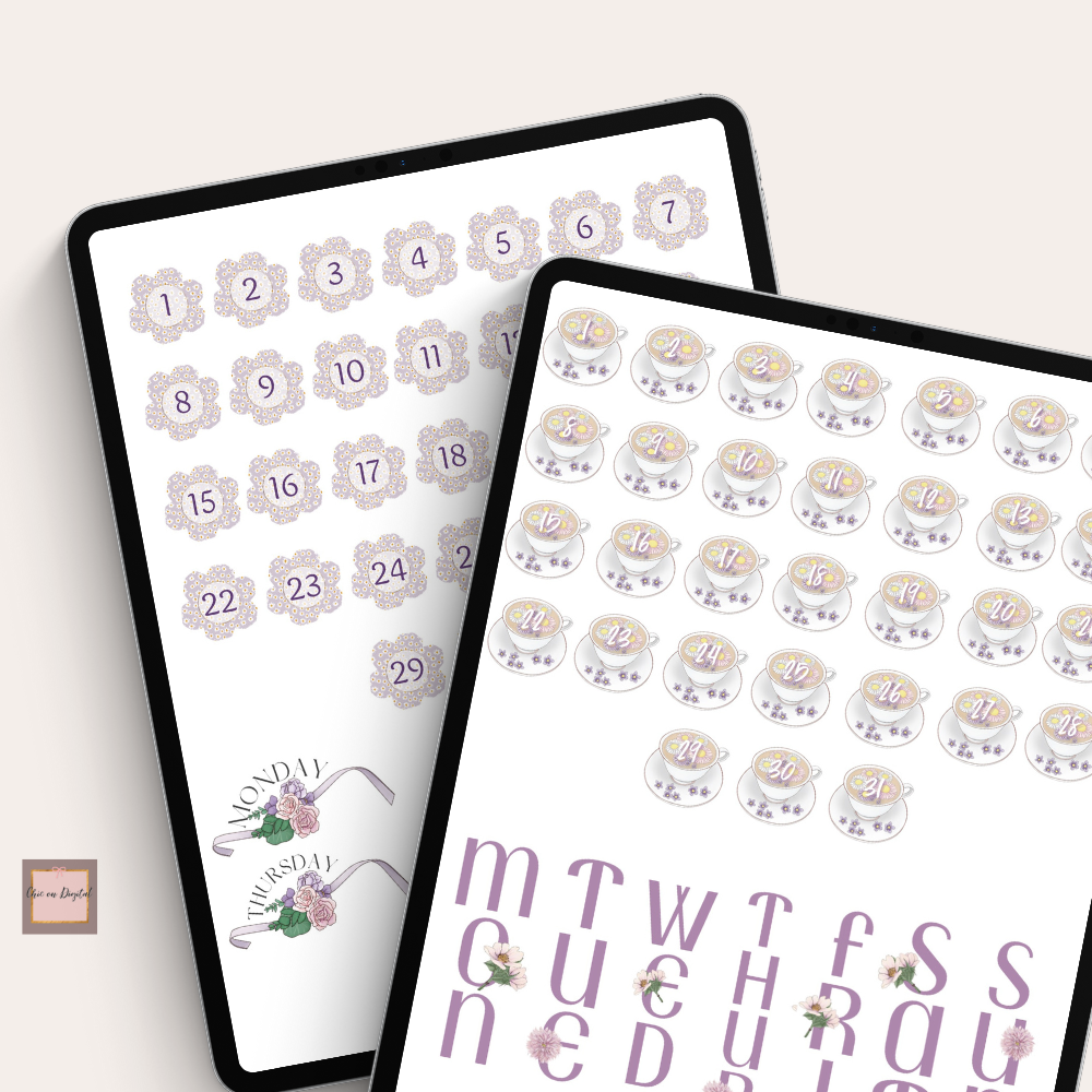 April May Digital Date Sticker, Goodnotes Date Sticker, Days of the week + month sticker