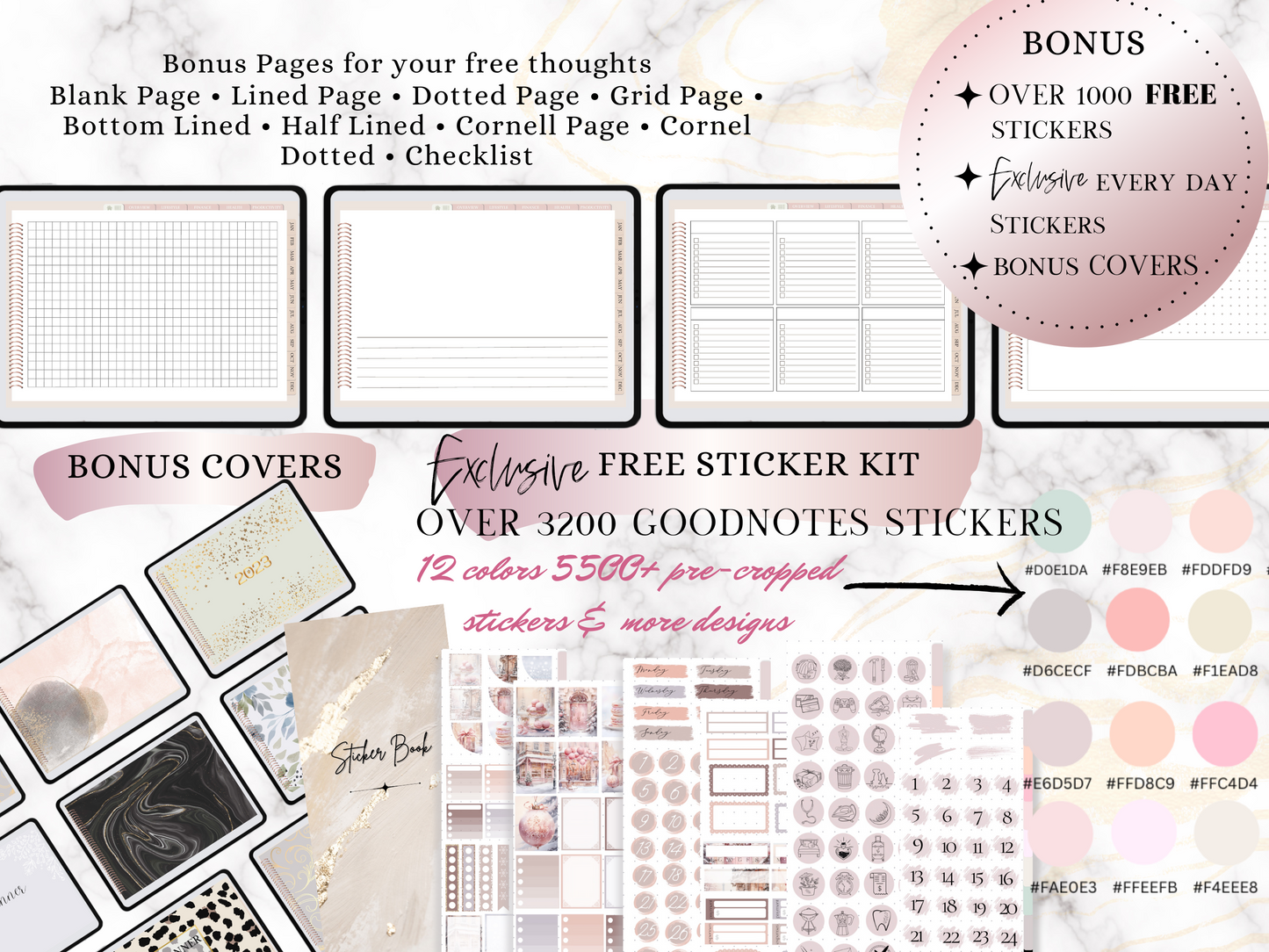 2025 DATED DIGITAL PLANNER, GoodNotes Planner 2025, Minimalistic Dated Digital Planner, iPad Notability Noteshelf Plan, Daily Sticker bundle