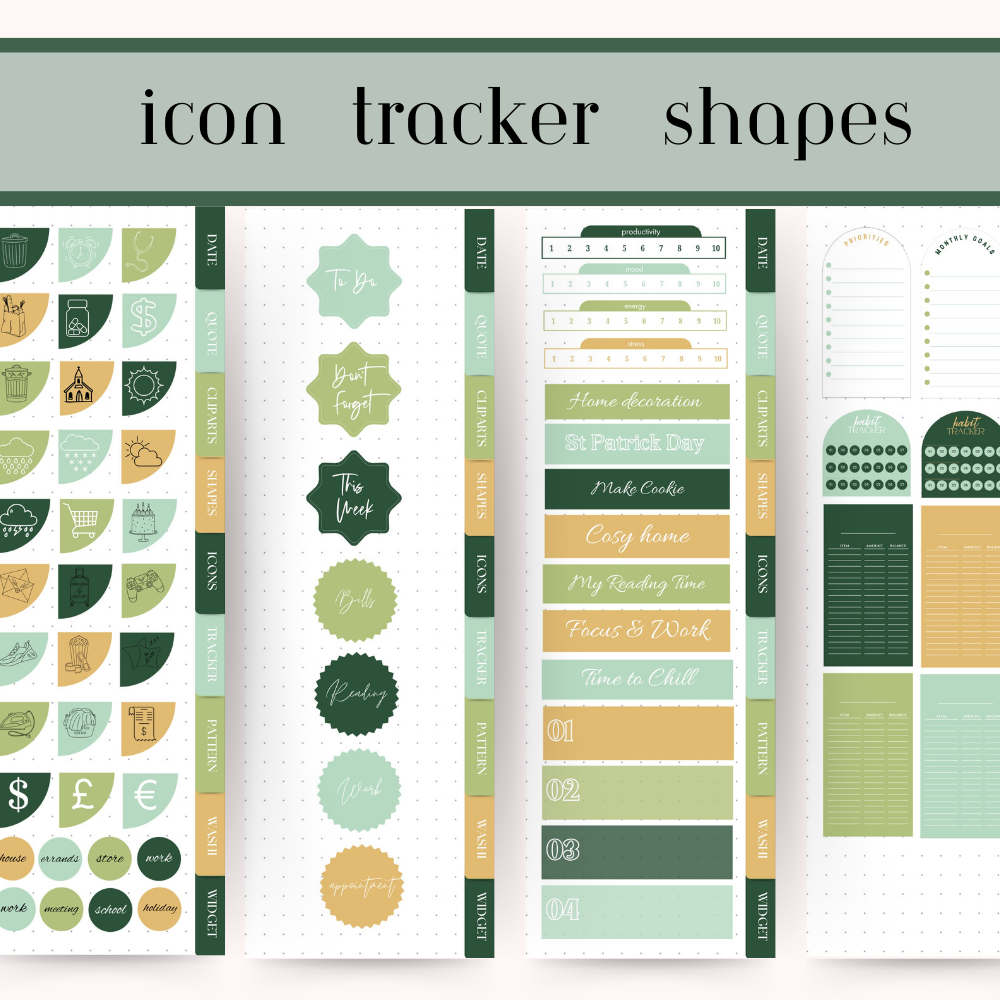 St Patrick DIGITAL Sticker Goodnotes, March Notability iPad digital Sticker Bundle, Lucky Irish sticker kit, date icon tracker noteshelf kit
