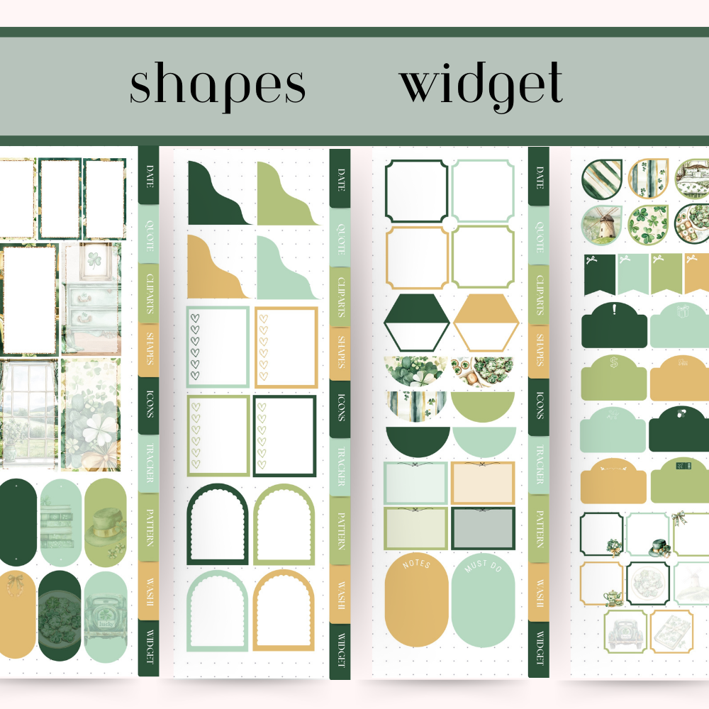 St Patrick DIGITAL Sticker Goodnotes, March Notability iPad digital Sticker Bundle, Lucky Irish sticker kit, date icon tracker noteshelf kit