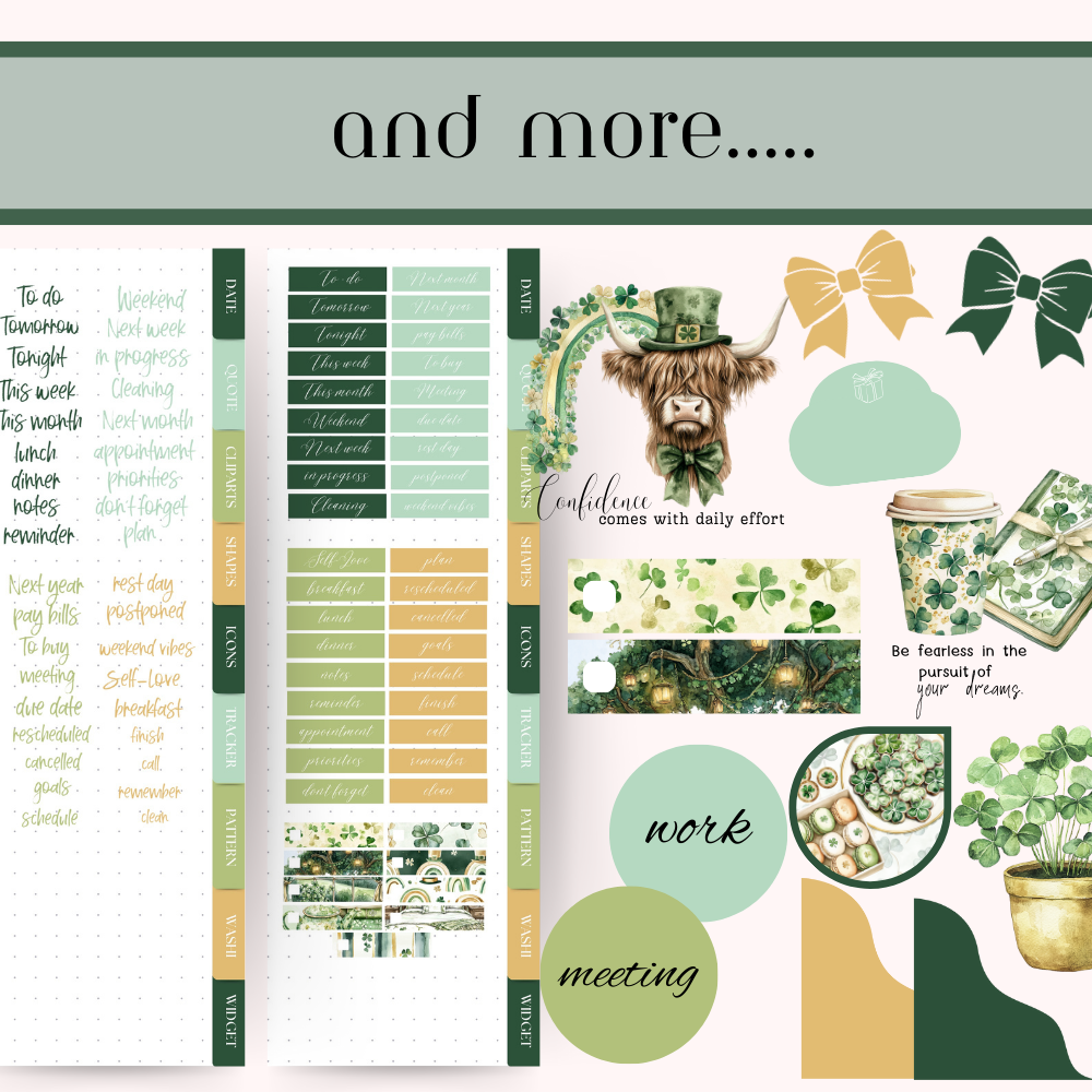 St Patrick DIGITAL Sticker Goodnotes, March Notability iPad digital Sticker Bundle, Lucky Irish sticker kit, date icon tracker noteshelf kit