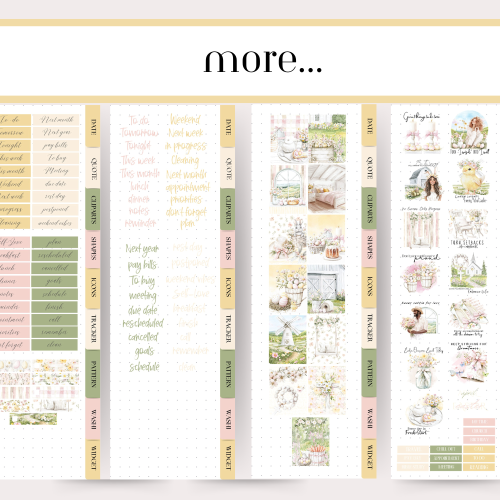 Easter April GoodNotes Sticker Bundle, Spring Digital sticker for March April, clipart, quotes, tracker, basic widget, frame, shape evernote