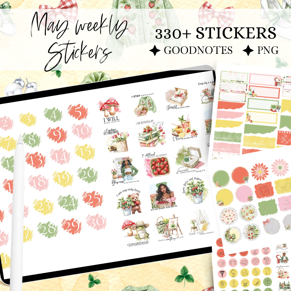 May June GoodNotes Sticker Bundle | Wild Berry Digital Sticker Kit