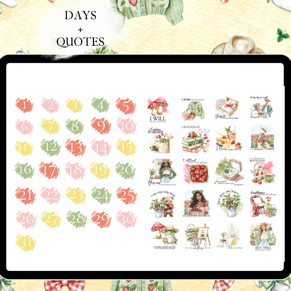 May June GoodNotes Sticker Bundle | Wild Berry Digital Sticker Kit