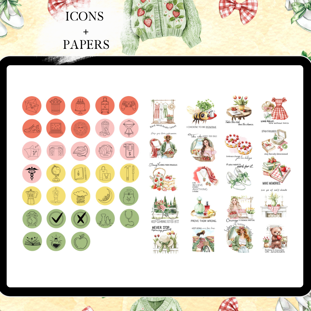 May June GoodNotes Sticker Bundle | Wild Berry Digital Sticker Kit