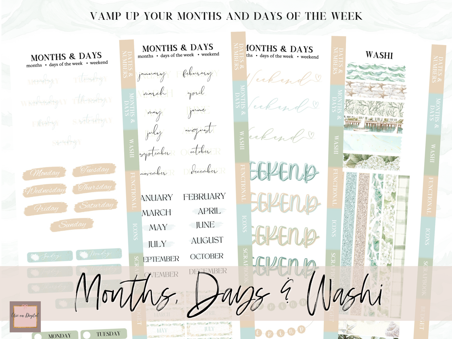 Coastal DIGITAL MEGA STICKER BUNDLE | Beach Goodnotes sticker kit for Summer | June and July GoodNotes bundle