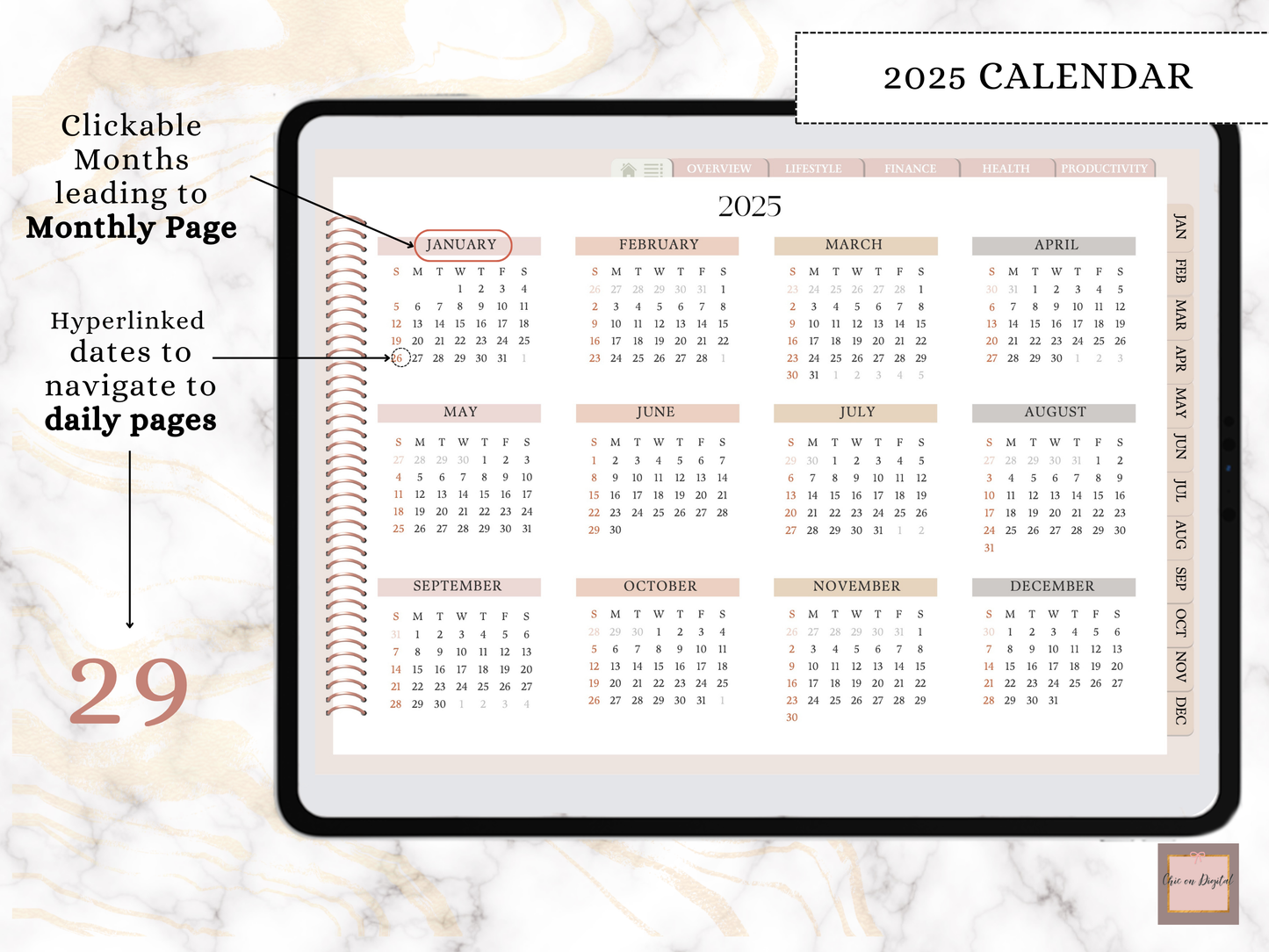 2025 DATED DIGITAL PLANNER, GoodNotes Planner 2025, Minimalistic Dated Digital Planner, iPad Notability Noteshelf Plan, Daily Sticker bundle