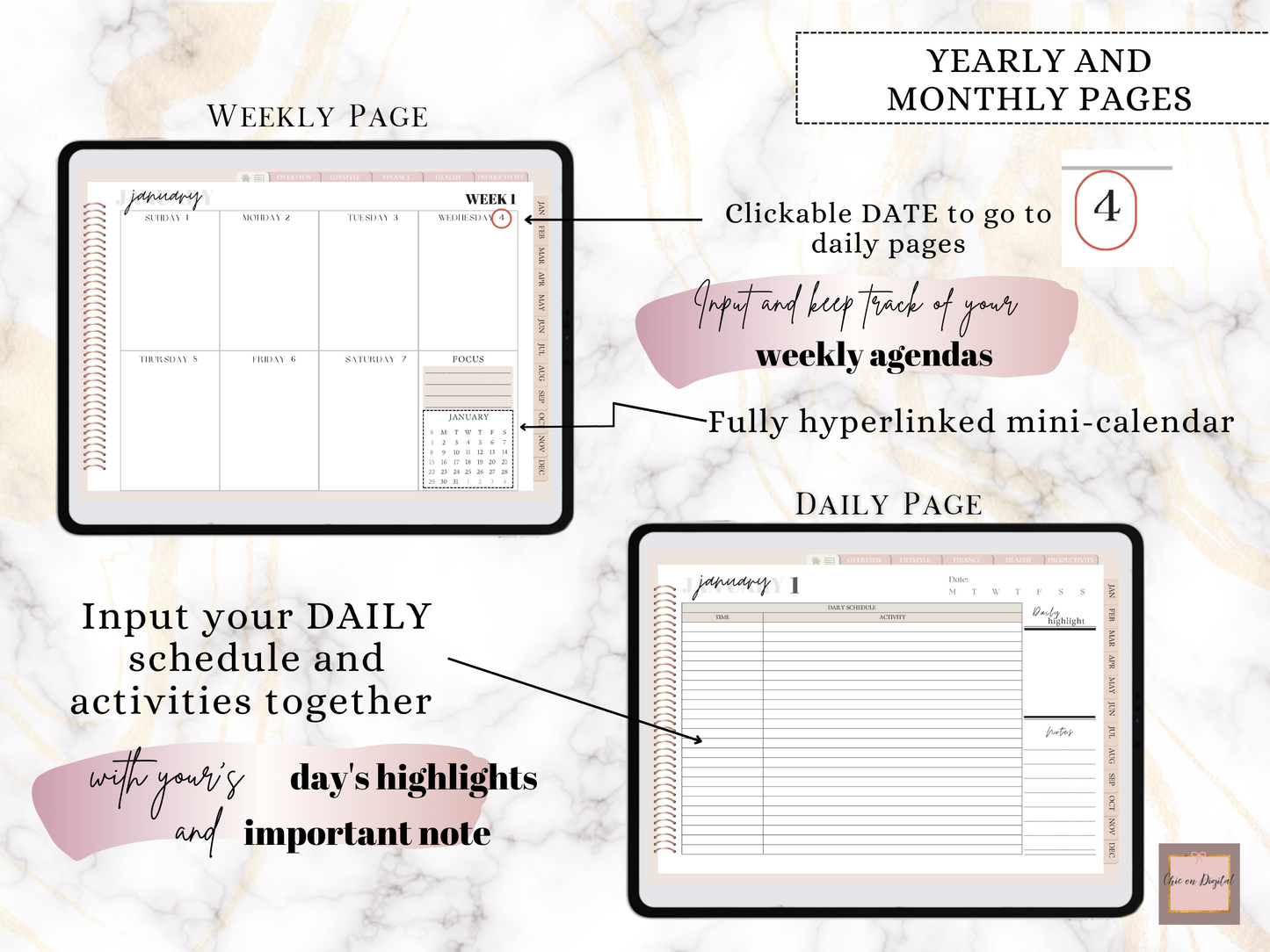 2025 DATED DIGITAL PLANNER, GoodNotes Planner 2025, Minimalistic Dated Digital Planner, iPad Notability Noteshelf Plan, Daily Sticker bundle