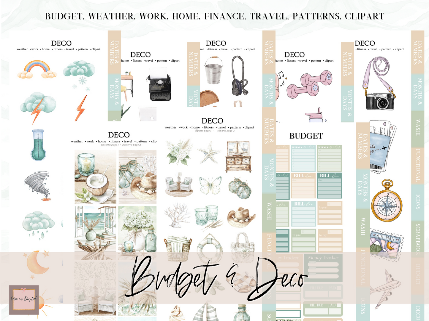 Coastal DIGITAL MEGA STICKER BUNDLE | Beach Goodnotes sticker kit for Summer | June and July GoodNotes bundle