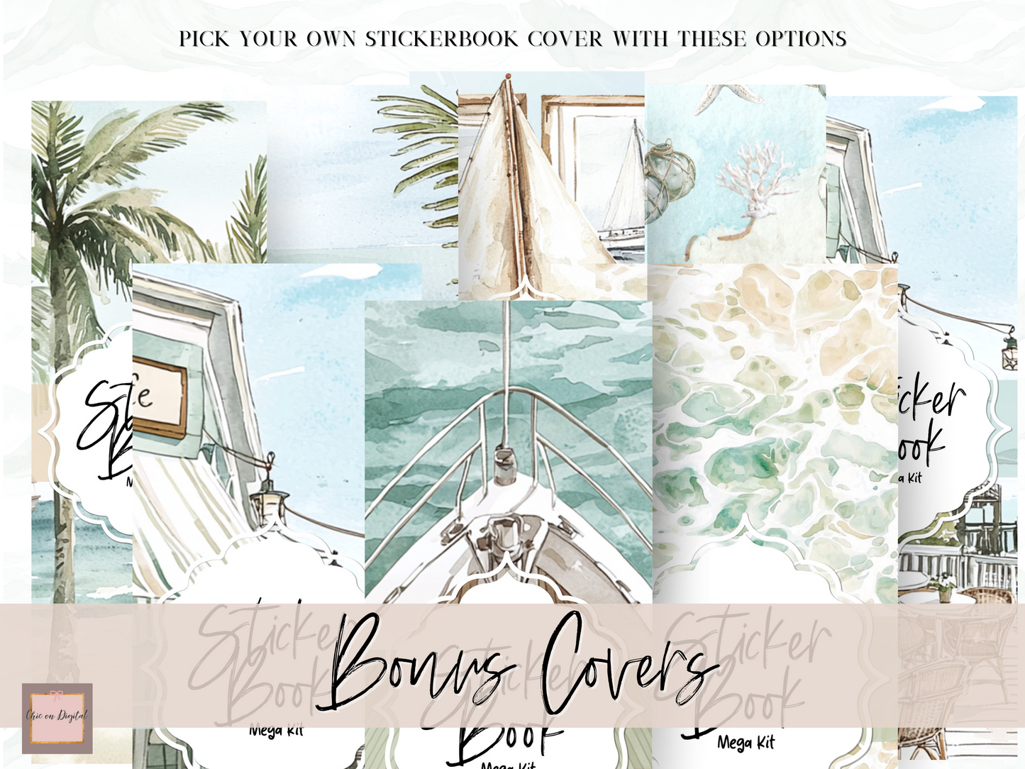 Coastal DIGITAL MEGA STICKER BUNDLE | Beach Goodnotes sticker kit for Summer | June and July GoodNotes bundle