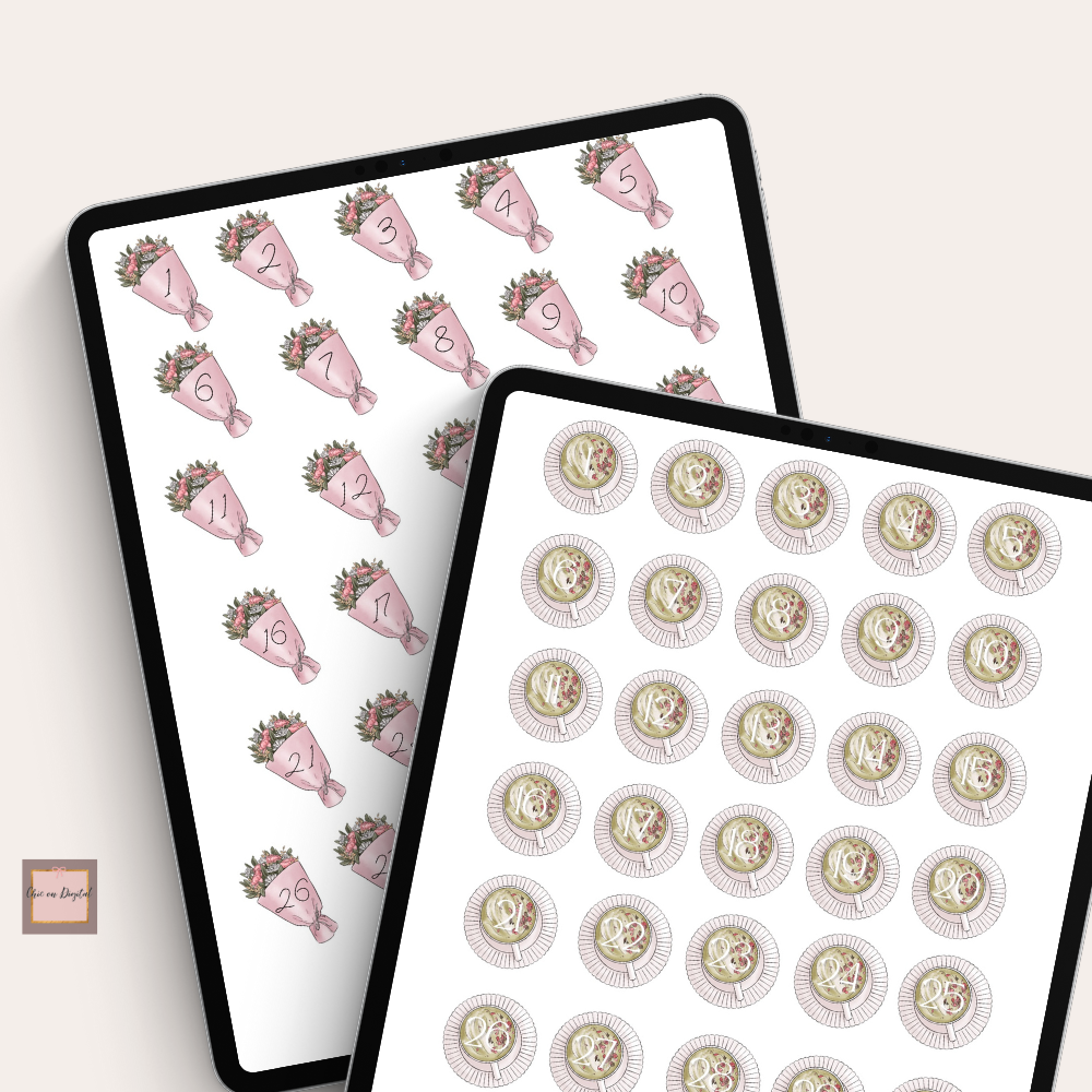 April May Digital Date Sticker, Goodnotes Date Sticker, Days of the week + month sticker