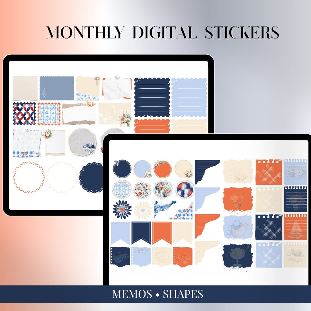 July, August and September Digital Sticker bundle: Noteful & GoodNotes files