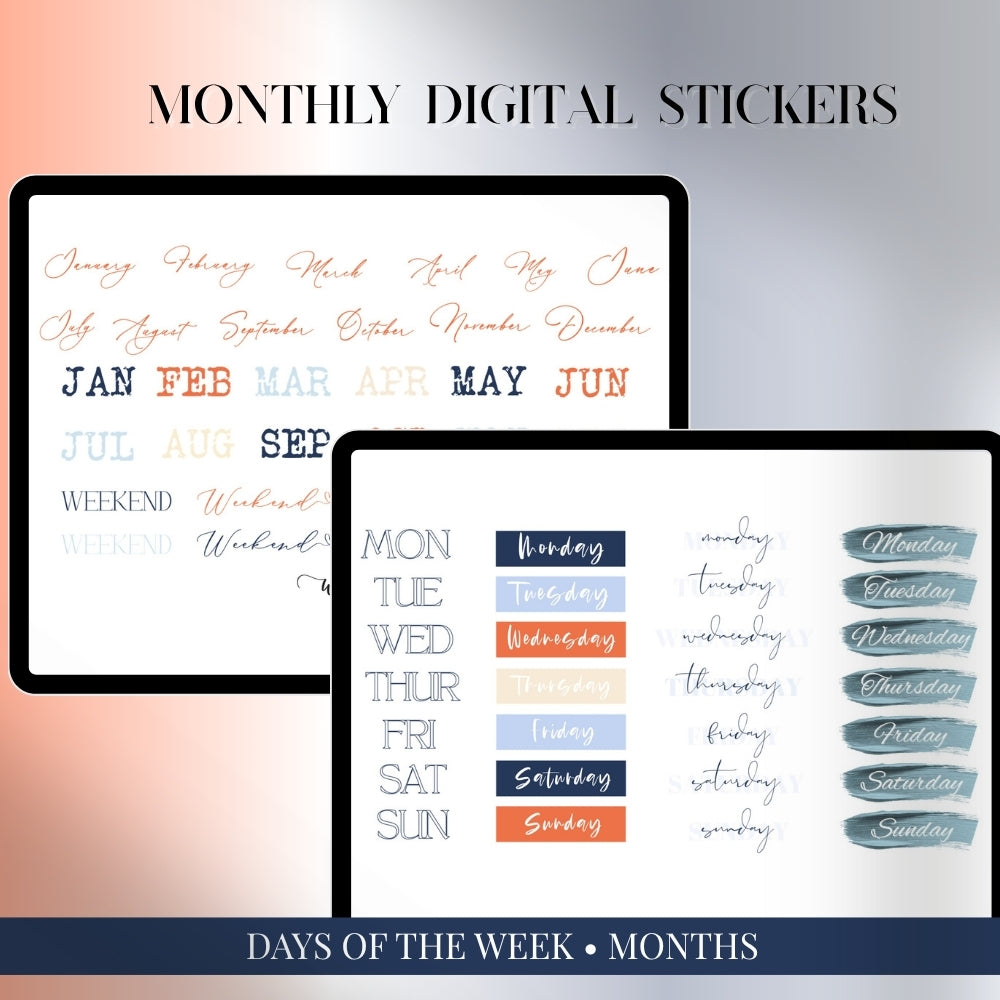 July, August and September Digital Sticker bundle: Noteful & GoodNotes files