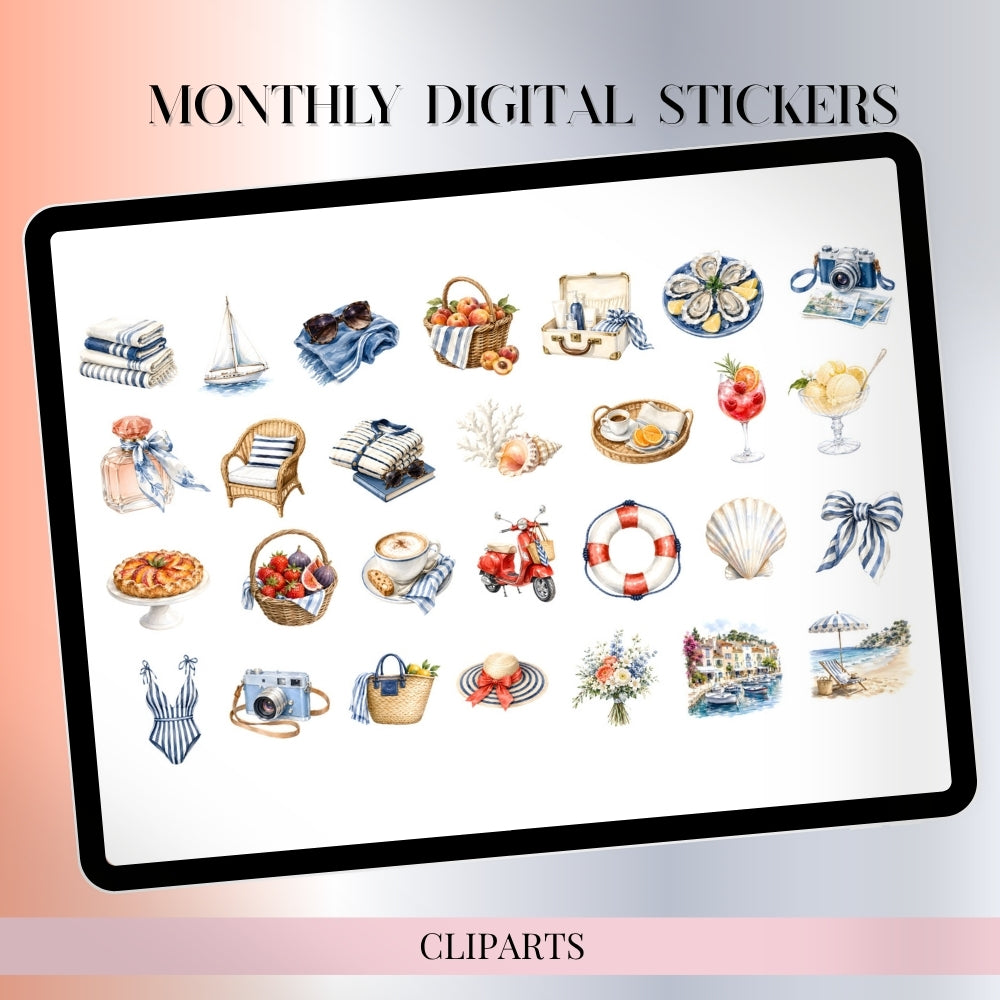 July, August and September Digital Sticker bundle: Noteful & GoodNotes files