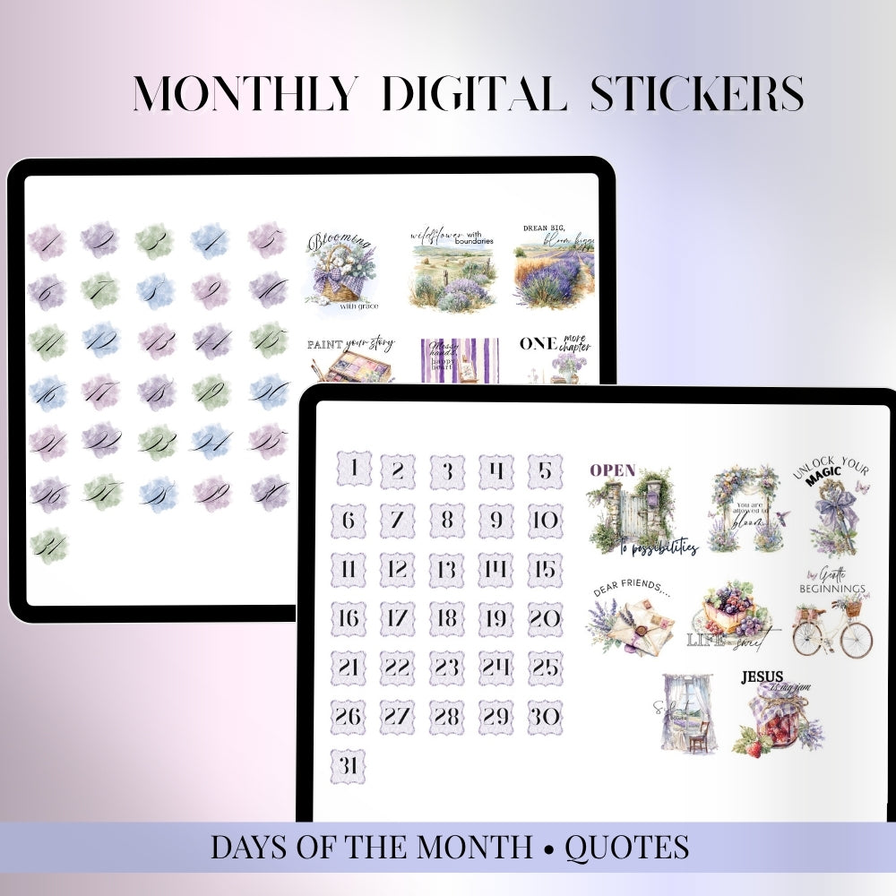 July, August and September Digital Sticker bundle: Noteful & GoodNotes files