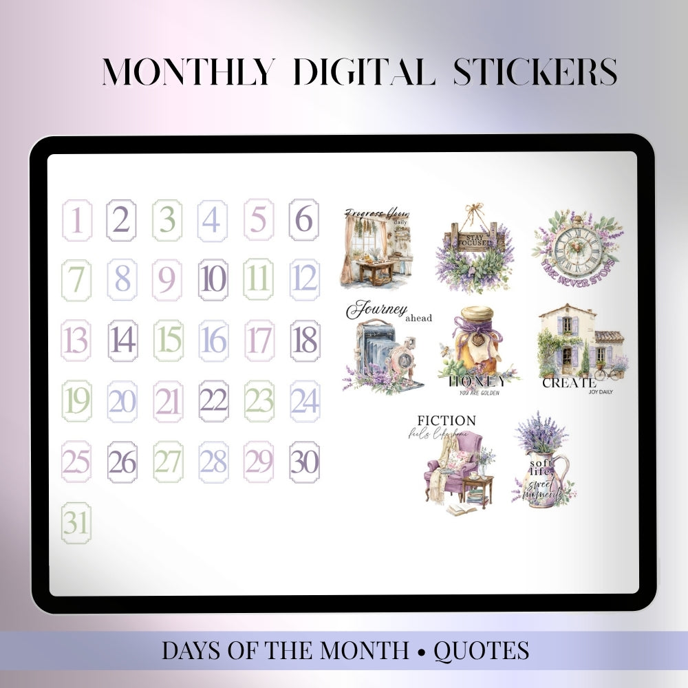 July, August and September Digital Sticker bundle: Noteful & GoodNotes files
