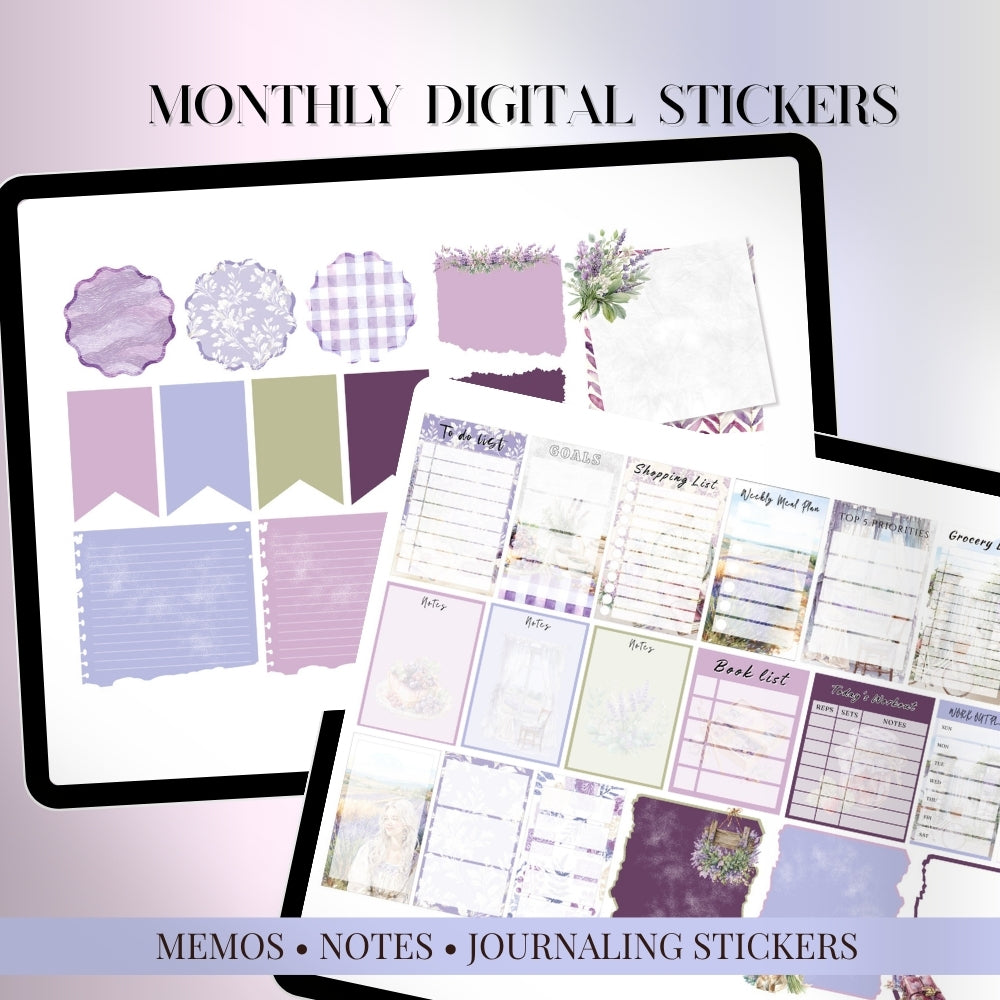 July, August and September Digital Sticker bundle: Noteful & GoodNotes files
