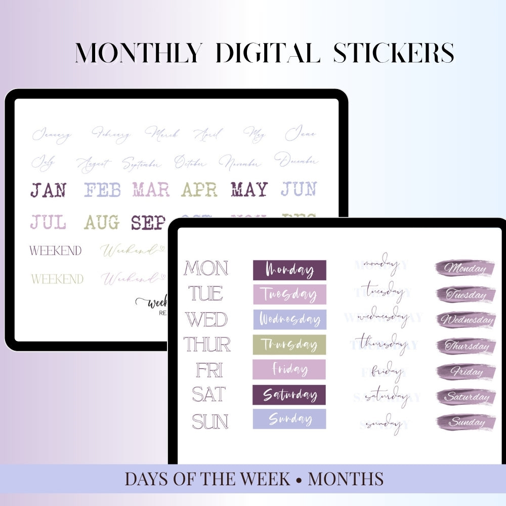 July, August and September Digital Sticker bundle: Noteful & GoodNotes files