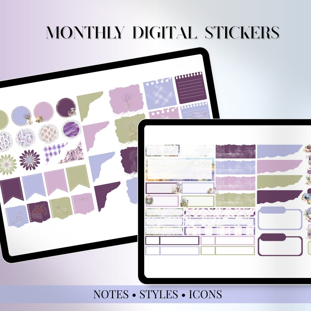 July, August and September Digital Sticker bundle: Noteful & GoodNotes files