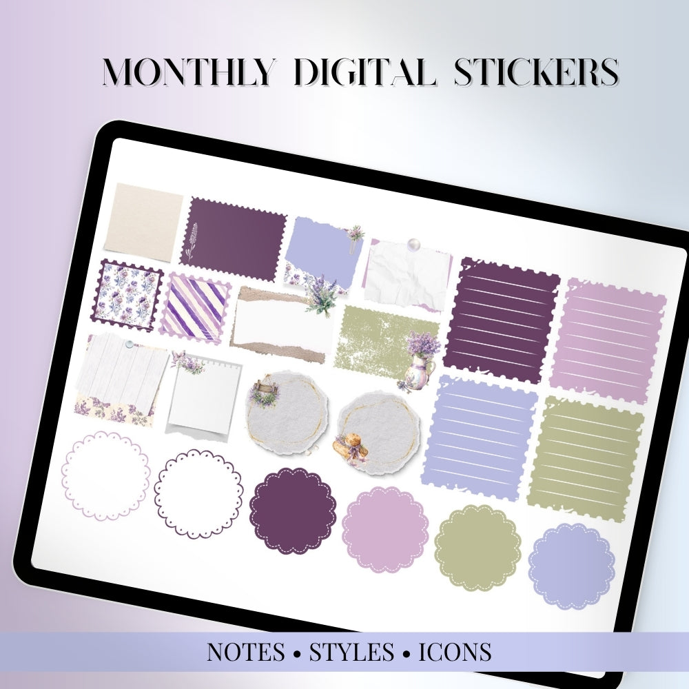 July, August and September Digital Sticker bundle: Noteful & GoodNotes files