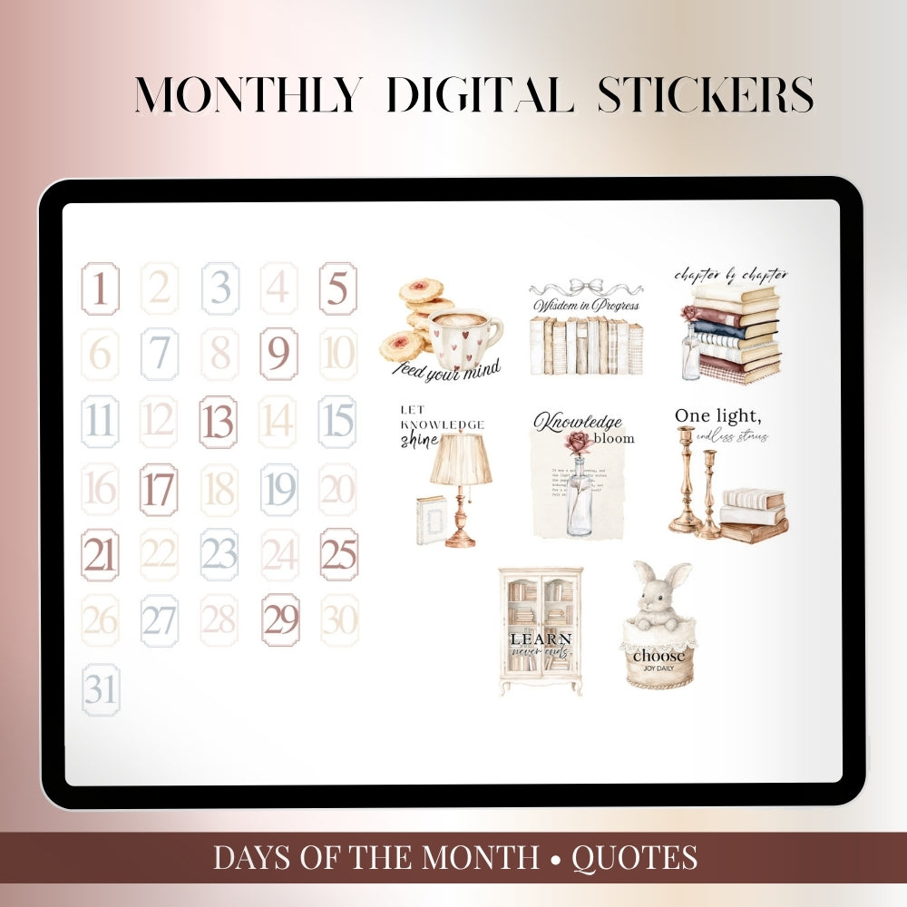 July, August and September Digital Sticker bundle: Noteful & GoodNotes files