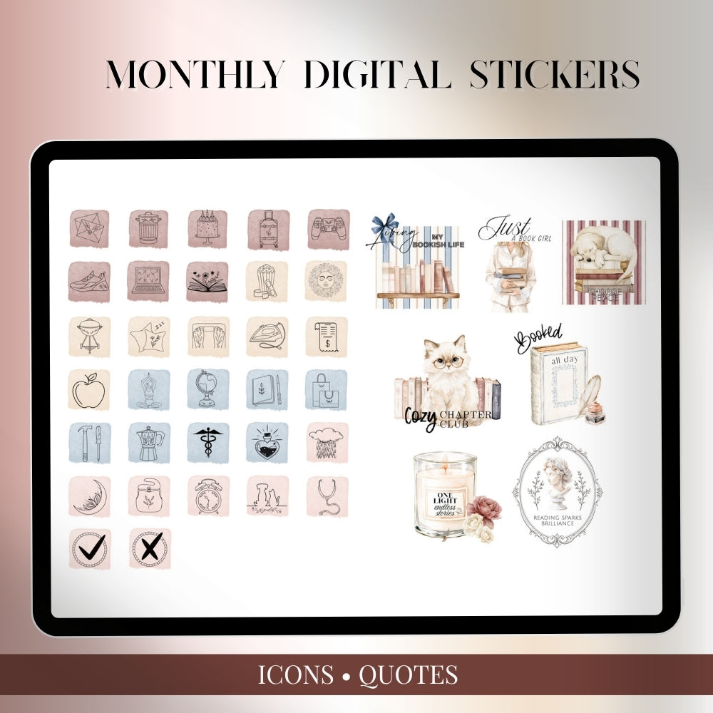 July, August and September Digital Sticker bundle: Noteful & GoodNotes files