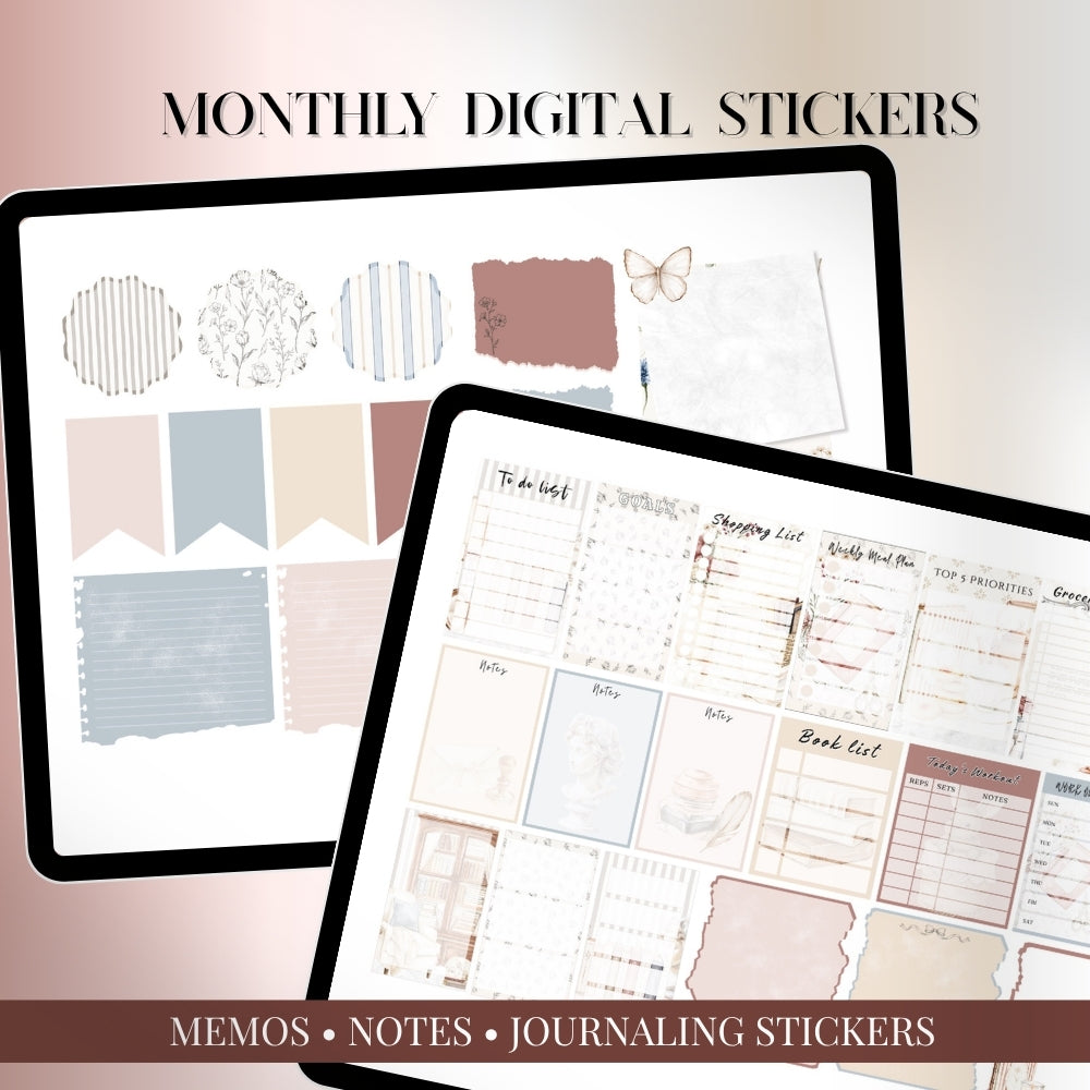 July, August and September Digital Sticker bundle: Noteful & GoodNotes files