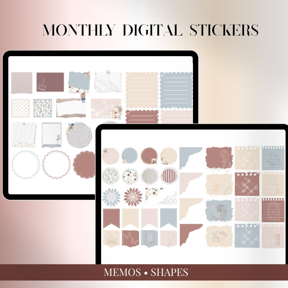 July, August and September Digital Sticker bundle: Noteful & GoodNotes files