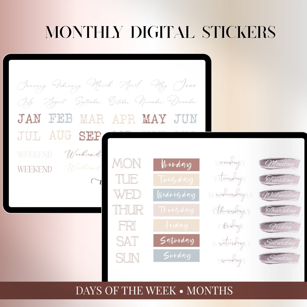 July, August and September Digital Sticker bundle: Noteful & GoodNotes files