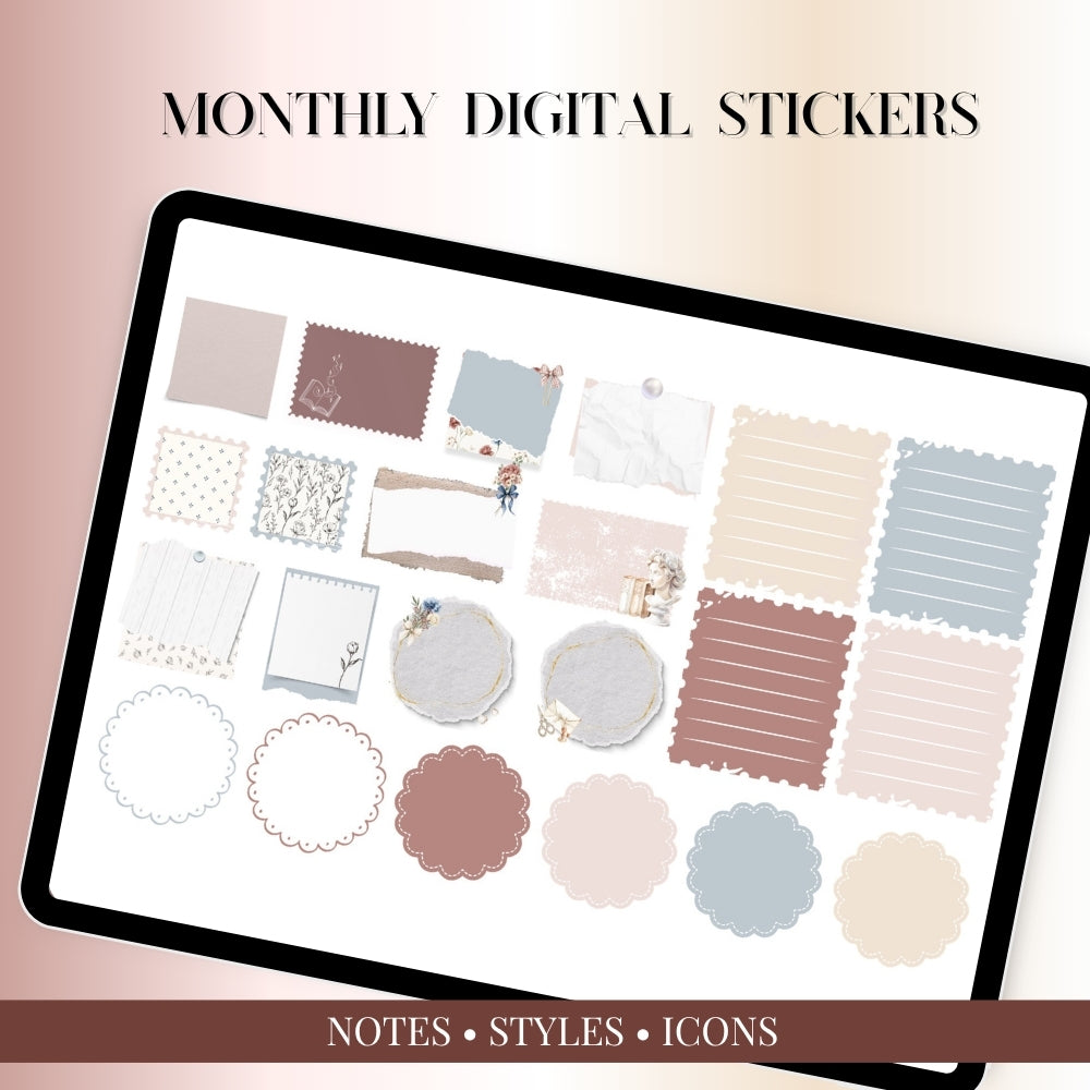 July, August and September Digital Sticker bundle: Noteful & GoodNotes files
