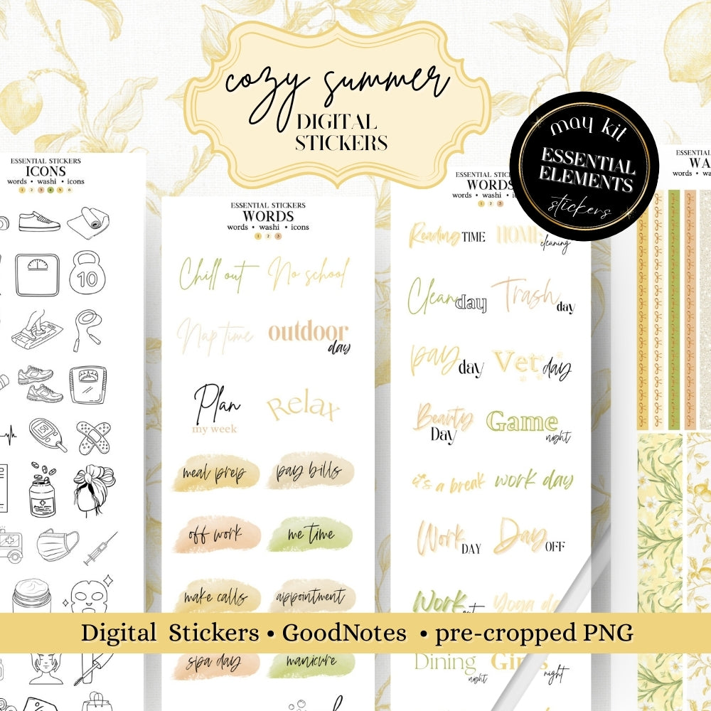 MAY MEGA KIT Stickers - 600+ digital Sticker for Goodnotes, noteful & pre-cropped PNG