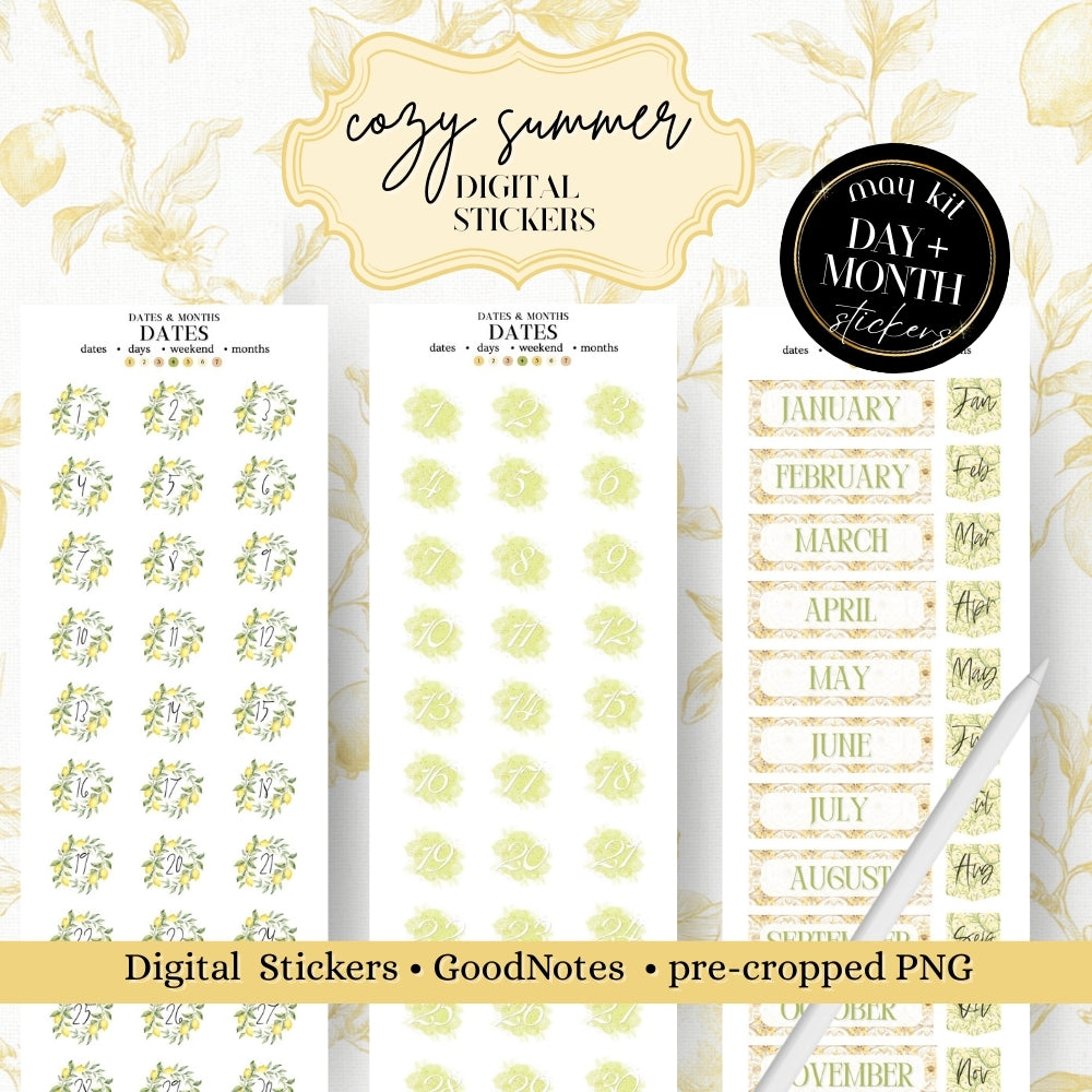 MAY MEGA KIT Stickers - 600+ digital Sticker for Goodnotes, noteful & pre-cropped PNG