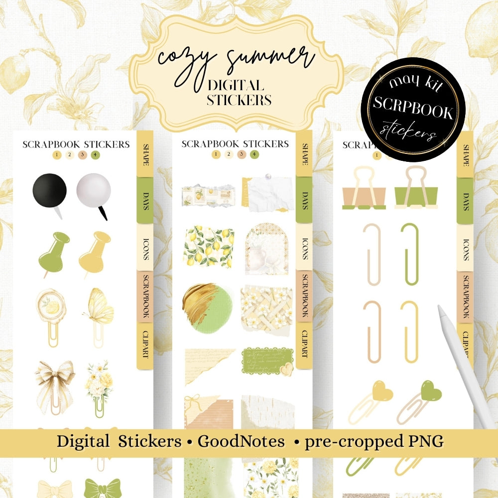 MAY MEGA KIT Stickers - 600+ digital Sticker for Goodnotes, noteful & pre-cropped PNG