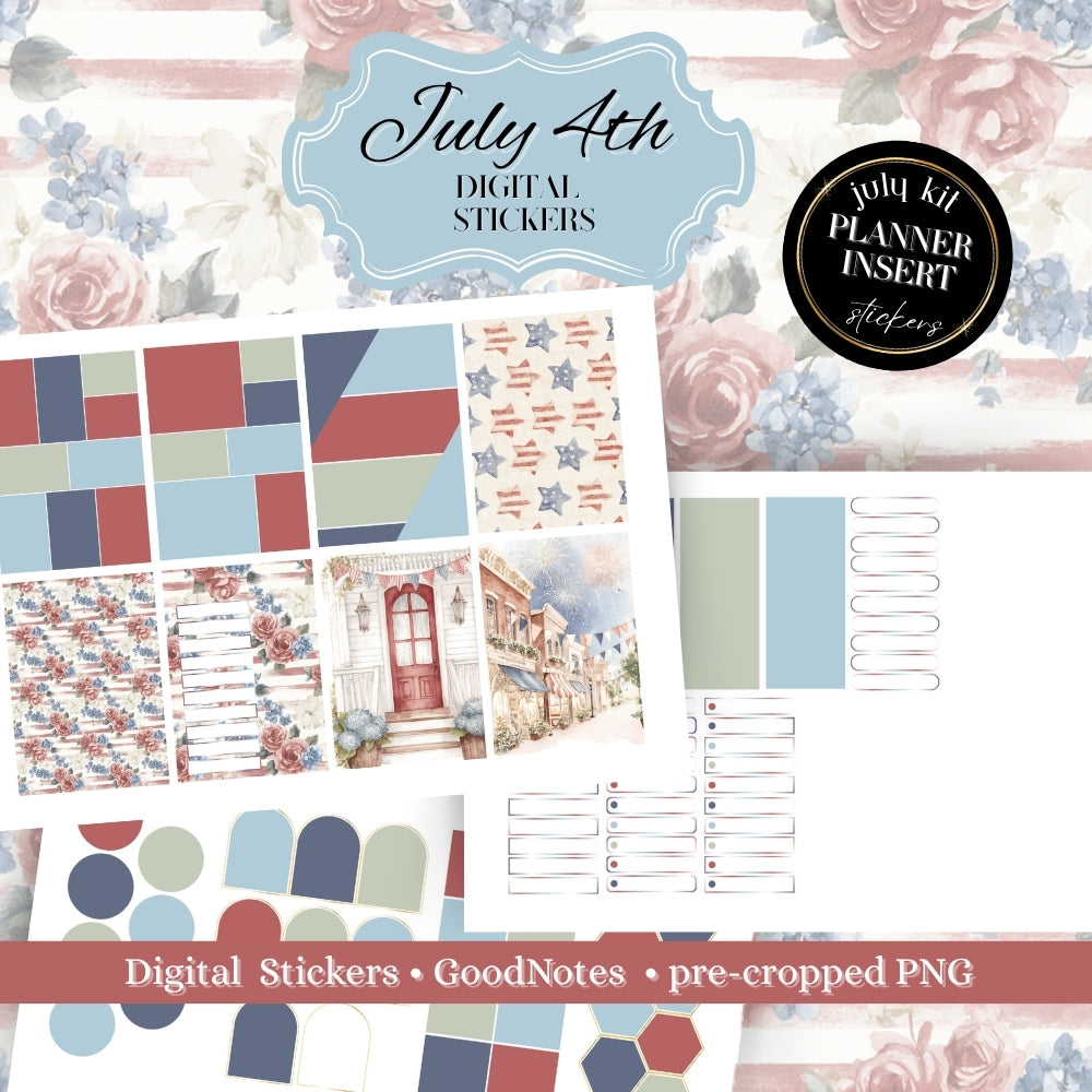 July 4th MEGA KIT Stickers - 600+ digital Sticker for Goodnotes, noteful & pre-cropped PNG (Copy)