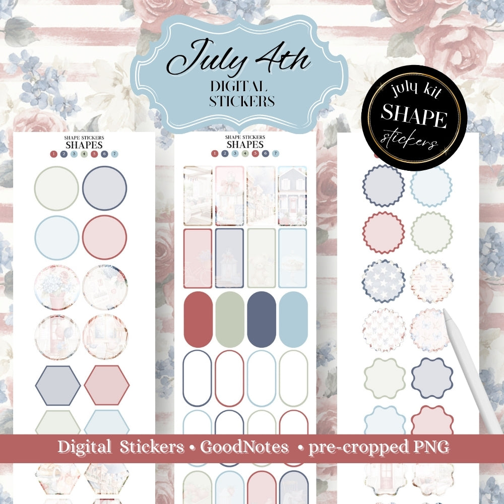 July 4th MEGA KIT Stickers - 600+ digital Sticker for Goodnotes, noteful & pre-cropped PNG (Copy)