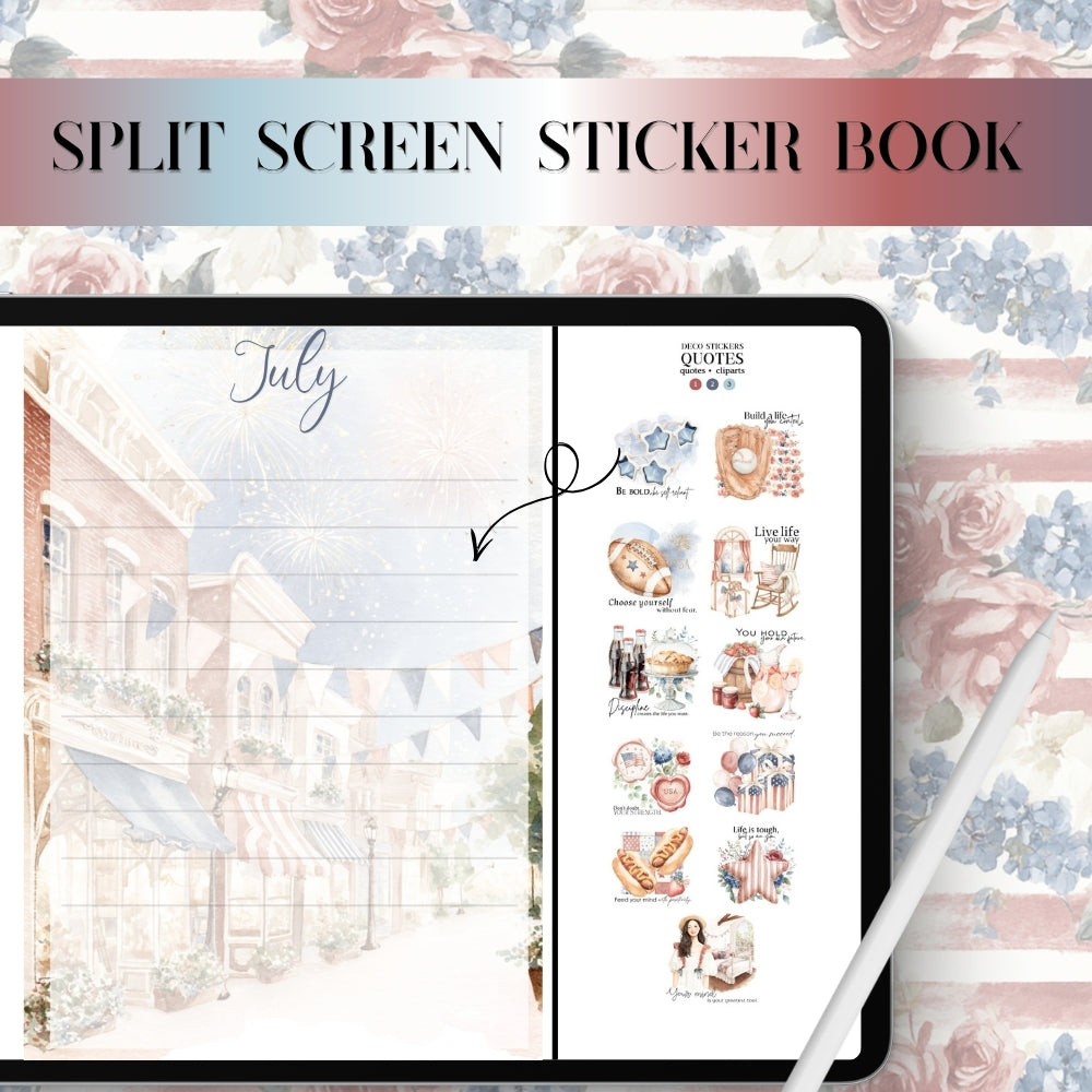 July 4th MEGA KIT Stickers - 600+ digital Sticker for Goodnotes, noteful & pre-cropped PNG (Copy)