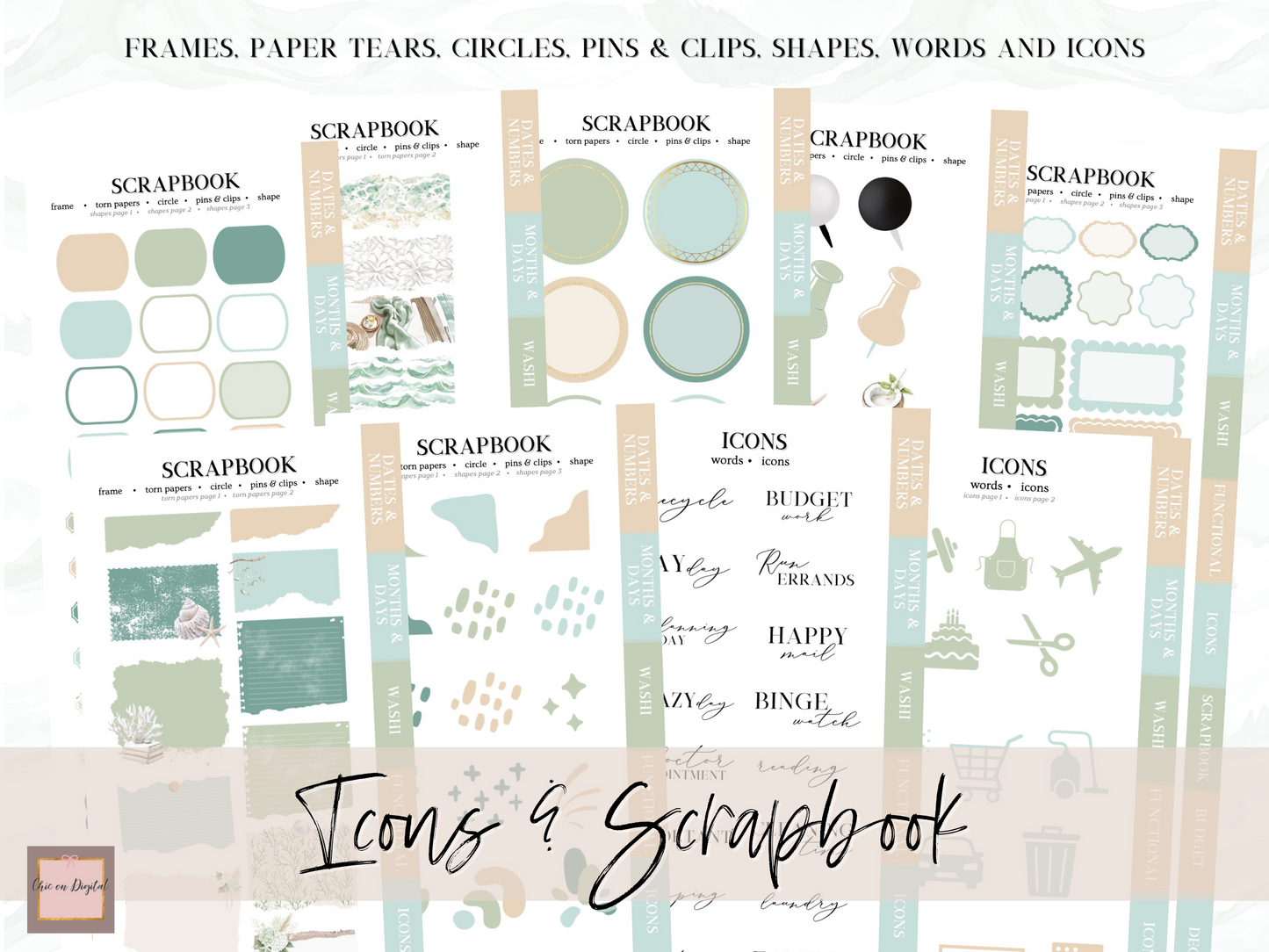 Coastal DIGITAL MEGA STICKER BUNDLE | Beach Goodnotes sticker kit for Summer | June and July GoodNotes bundle