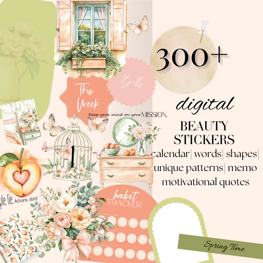 Peach Summer DIGITAL Goodnotes Stickers | Summer fruit digital sticker bundle