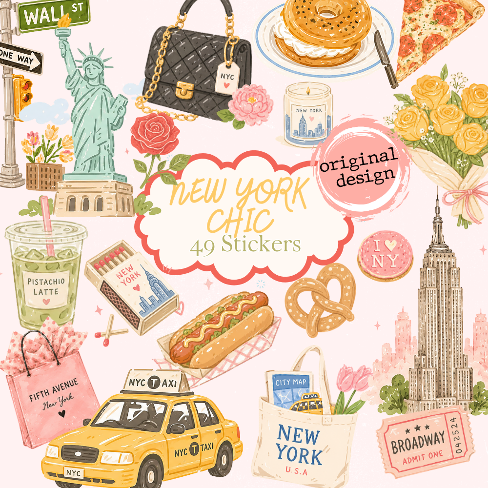 $1 Bundle - California Travel Digital Stickers for Goodnotes + New York Theme Digital Stickers (GoodNotes & Noteful available)